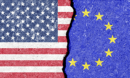 crack between US-European Union flags